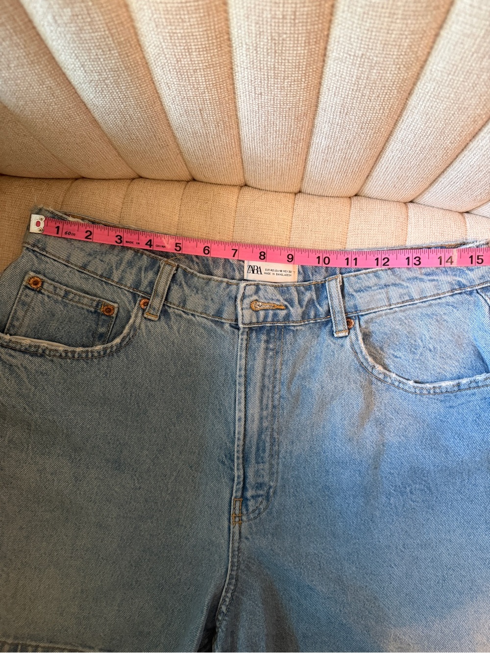 Zara Light Blue High-Waist Denim Shorts - Picture 4 of 5